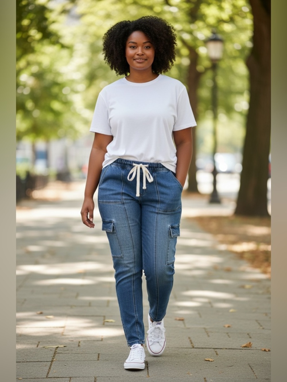 Judy Blue Jogger Jeans 14W Plus‎ Size Denim Drawstring Stretch Cargo Style